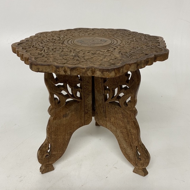 TABLE STAND, Ex Small Carved Camphor Wood Pedestal